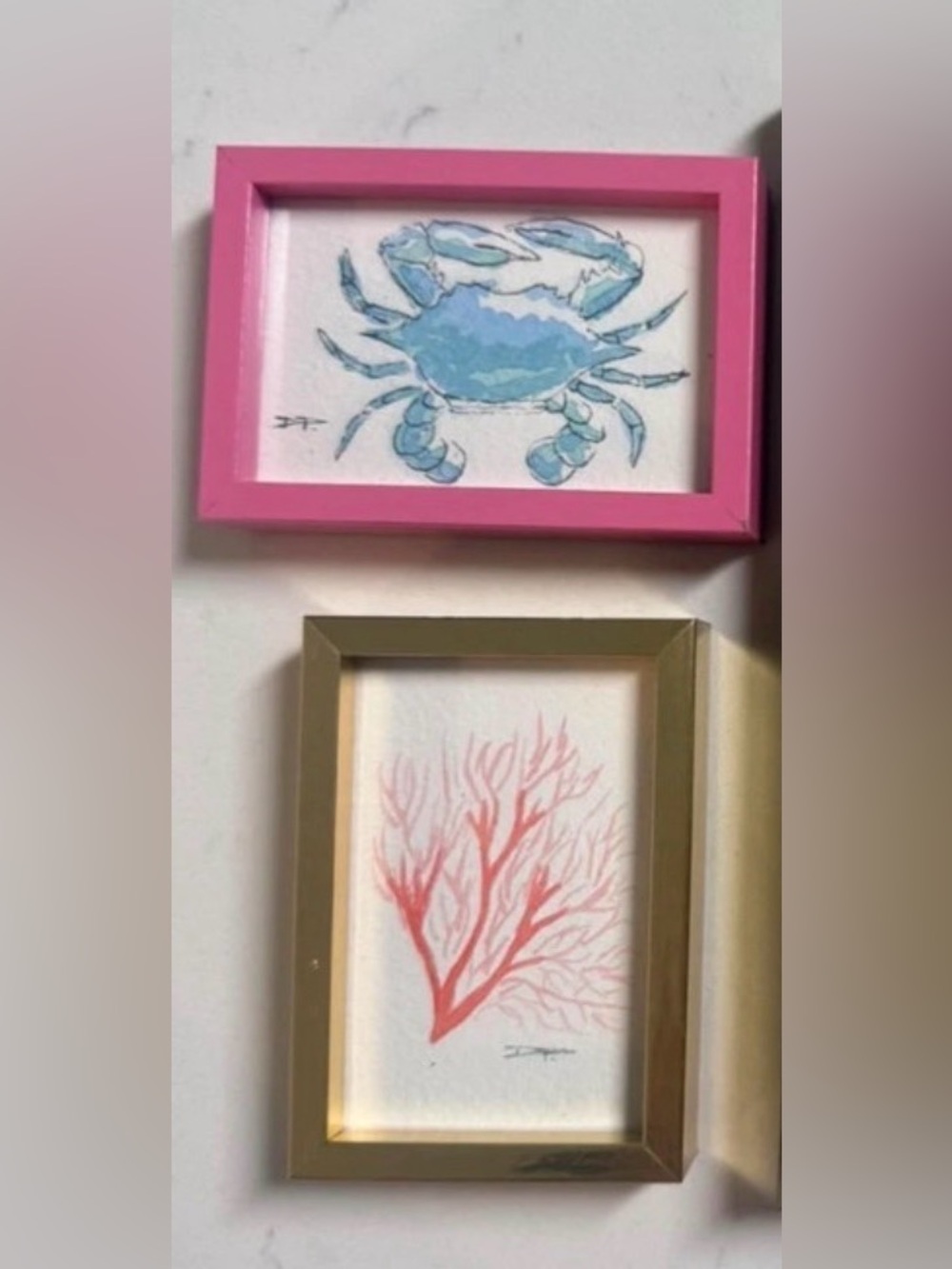 original signed framed 2x3 inches watercolor art pieces